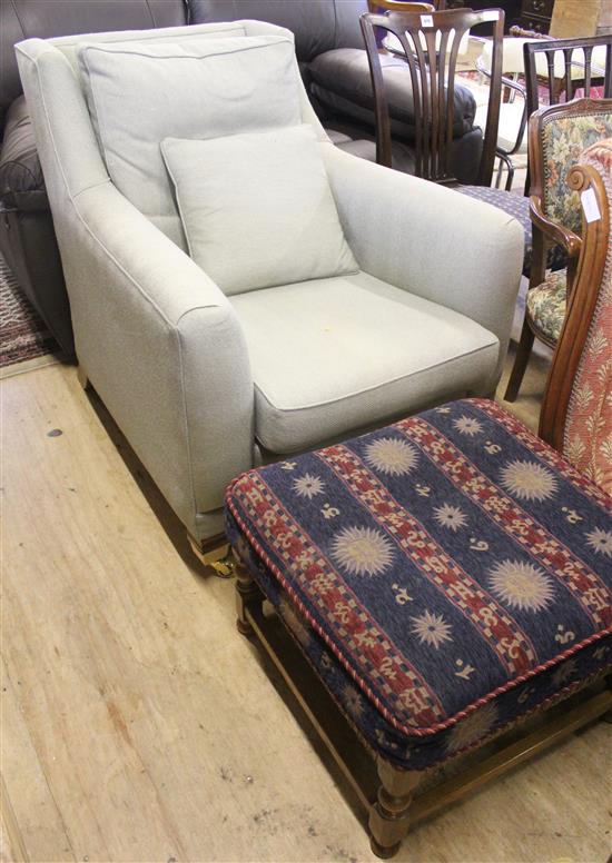 Duresta easy chair & Ercol oak stool(-)